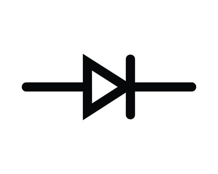 Black rectifier diode symbol icon vector illustration for electronic circuit diagrams.
