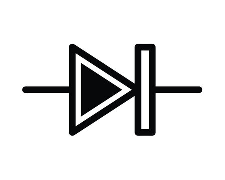 Vector outline symbol of a rectifier diode for electronics and electrical diagrams.
