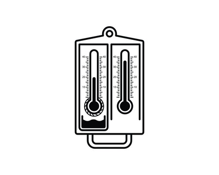 Wet and dry bulb thermometer icon vector for measuring humidity and air temperature.