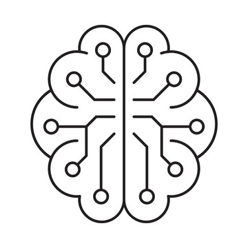 Digital AI Brain Circuit Line Icon
