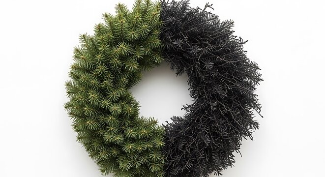 Green and black Christmas tree wreath.
