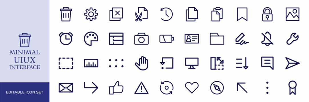 Minimal UI UX Interface Icon Set for Web, App & Dashboard Design