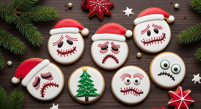 Halloween Christmas cookies with faces.