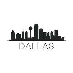 Fototapeta premium dallas skyline silhouette on white background high quality