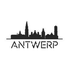 Fototapeta premium antwerp skyline silhouette on white background high quality