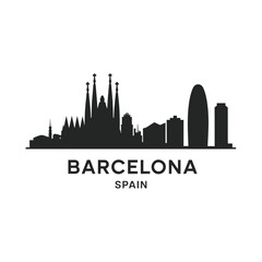 Fototapeta premium barcelona skyline silhouette on white background high quality