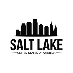 Obraz premium salt lake skyline silhouette with text on white background