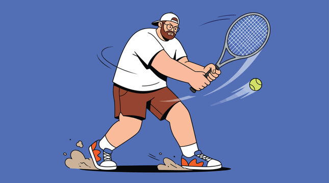 Man playing tennis and hitting a two-handed backhand swing vector