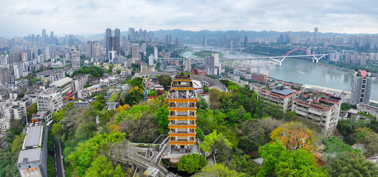 Aerial photography of Eling Park in Yuzhong District, Chongqing