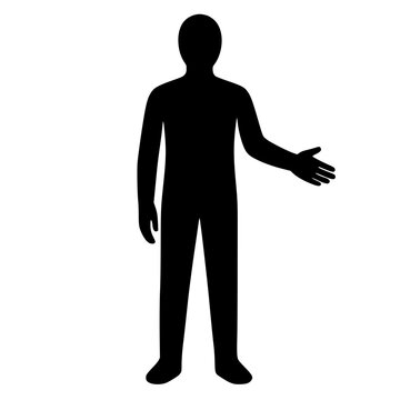 Person hand forward black white icon 