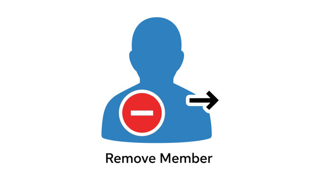 Illustration of a remove member icon with a red circle and a horizontal bar, symbolizing user removal