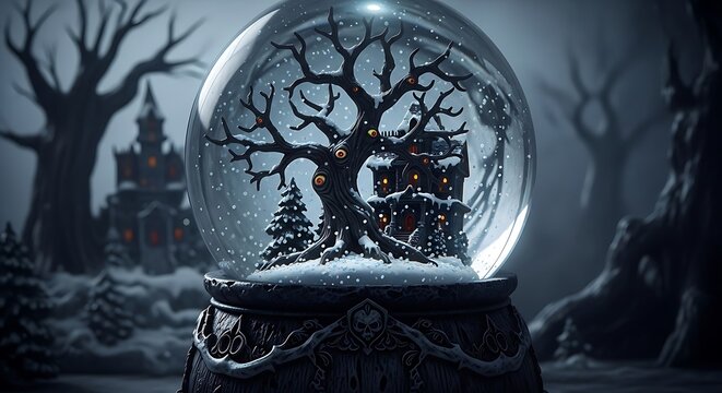 Snow Globe with Spooky Tree Inside.