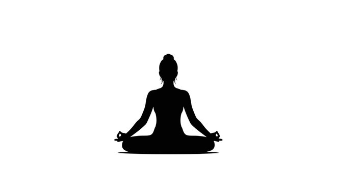 Woman in meditation sitting cross-legged.