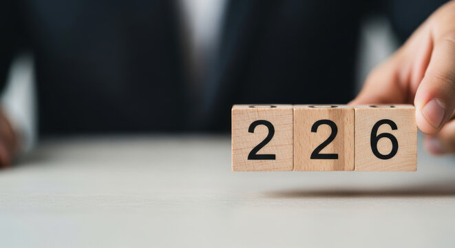Hand Holding Wooden Blocks Number Two Two Six Message Creative Business Idea Design Concept Solution Innovation Teamwork 226
