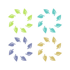 Fototapeta premium Botanical Green Leaves Sign Symbol Logo Vector Set isolated on White