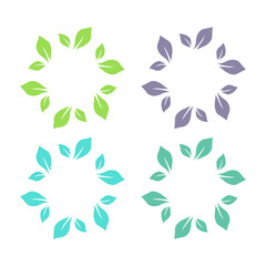 Fototapeta premium Botanical Green Leaves Sign Symbol Logo Vector Set isolated on White