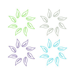 Fototapeta premium Botanical Green Leaves Sign Symbol Logo Vector Set isolated on White