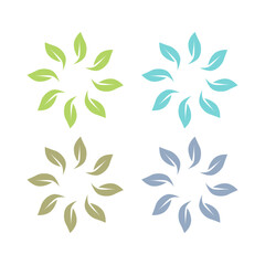 Fototapeta premium Botanical Green Leaves Sign Symbol Logo Vector Set isolated on White