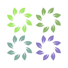 Fototapeta premium Botanical Green Leaves Sign Symbol Logo Vector Set isolated on White