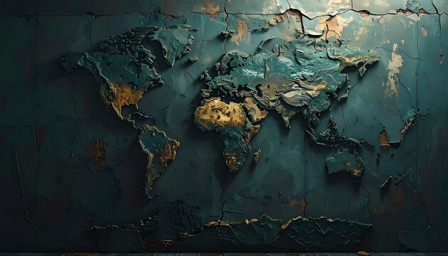 World map relief texture