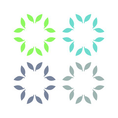 Fototapeta premium Botanical Green Leaves Sign Symbol Logo Vector Set isolated on White