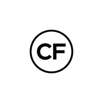 Circular with letters cf inside isolated on white background