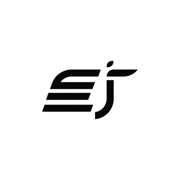 Stylized letter ej monogram with horizontal lines and sharp geometric typography