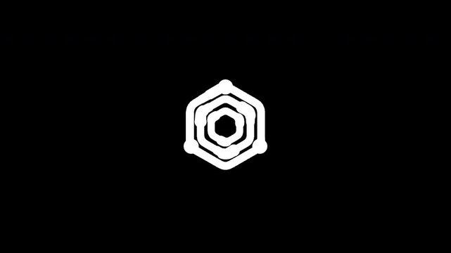 Dynamic white hex circuit network with multi-lane, three-tiered flow, a glowing 2D motion graphic isolated on a transparent alpha channel, evoking futuristic digital technology.