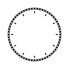 Fototapeta premium Mechanical clock face, bezel. Watch dial with minute and hour marks. Timer or stopwatch element. Blank measuring circle scale with divisions. Vector illustration