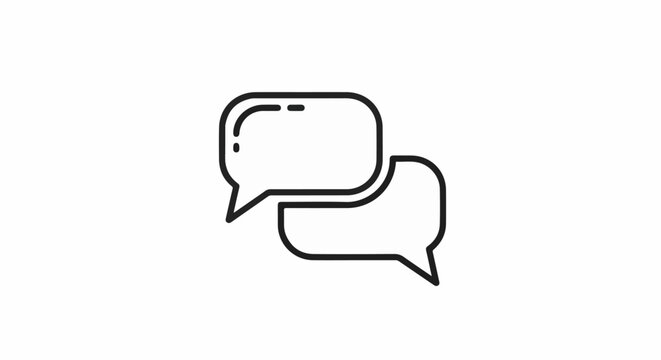 Two connected chat bubbles indicate communication and discussion