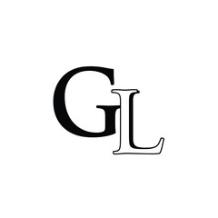 Black lettering gl monogram on a white background © dipu