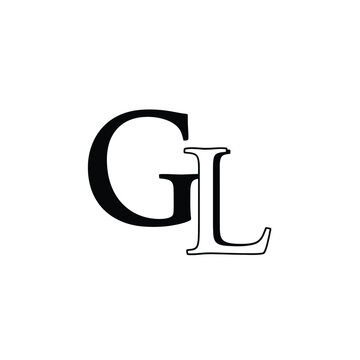 Black lettering gl monogram on a white background