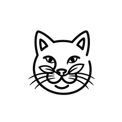 Obraz premium Minimalist Cat Face Line Art Icon, Feline Mascot Vector Logo Design on White Background