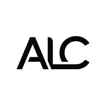 Stylized black lettering alc monogram isolated on a white background