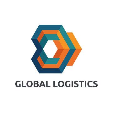 An abstract representation of the logo for global logistics, showcasing the interconnectedness of supply chains, transportation, and the importance of efficient logistics solutions.