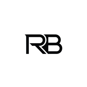 Black monogram featuring intertwined letters r and b on a white background