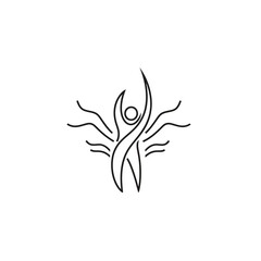 Obraz premium Abstract line art human figure icon for wellness logo
