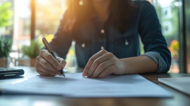 woman writing on paper with pen
