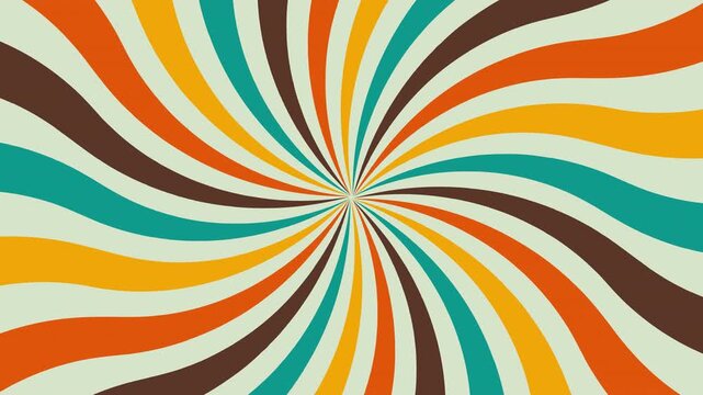 Colorful Swirling Radial Pattern Retro 70s Style Background Animation Loop 4k video