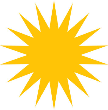 Yellow sun icon. Shining light rays. Summer symbol collection. Vector Isolated on white background.