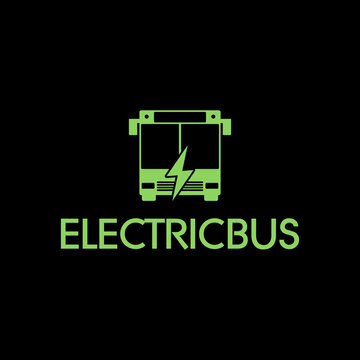 Electric bus icon isolated on black background