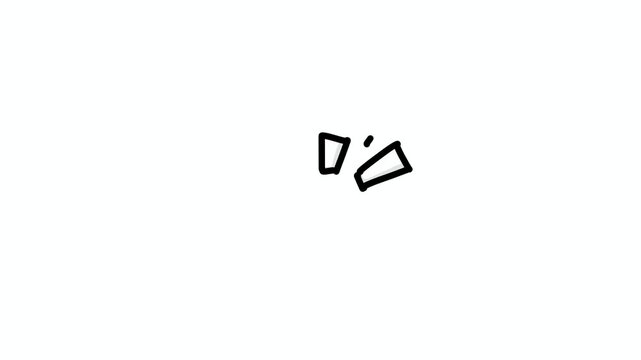 Animated hand drawn attention effect doodle icon on white background. Cartoon sketch wiggle motion graphic for social media and video editing.
