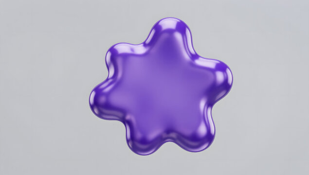 Purple Star Shape: A smooth, vibrant purple star shape levitates elegantly against a simple, light background. Its glossy surface catches light, offering a modern and minimalist feel.