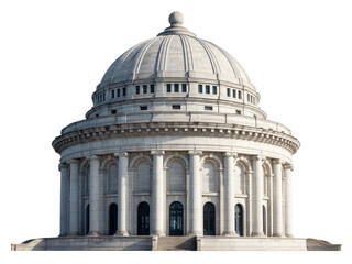 Obraz premium Neoclassical stone building with a large dome and columns isolated on a white background