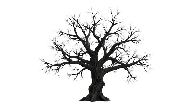 leafless old spooky tree isolated on white or transparent png