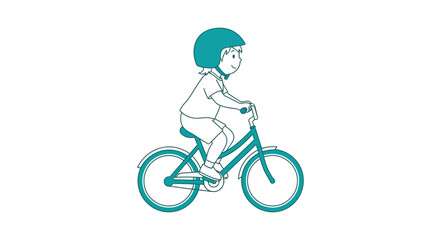 Naklejka premium Child Riding a Bicycle Outdoors Freely.