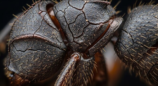 Extreme Macro Photography of an Ants Head Showing Intricate Details.