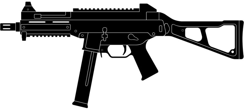 UMP Submachine Gun Silhouette Vector Illustration