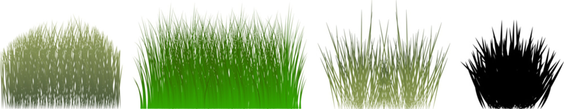 Vector grass lawn. Bunches of grass image on an isolated transparent background.
