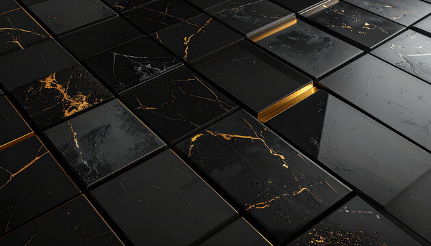 Black and gold tile pattern